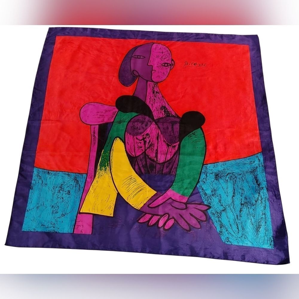 Picasso Colorful Abstract Art Scarf Vintage Large
